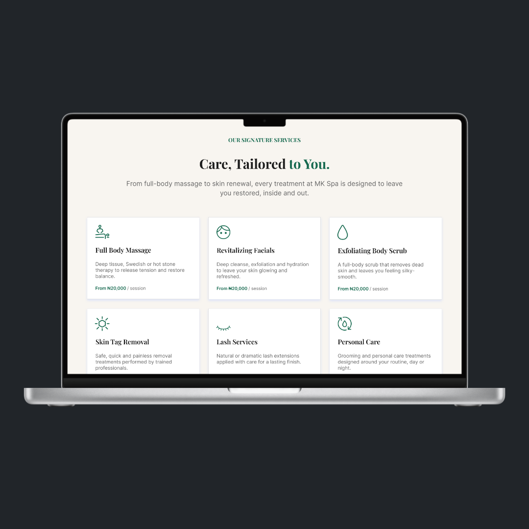 Mobile app UI and Website Design for a Wellness & Beauty Brand